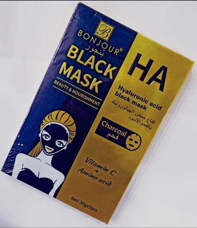 بنجور قناع الوجه بحمض الهيالورونيك بالفحم الأسود 5 حبات