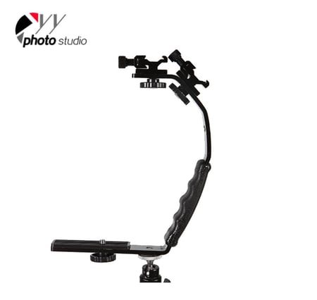 YA5005-YY Photo - 2 cold shoe L-Shape Arm Bracket Holder for Flash light Camera mini DV Camcorder