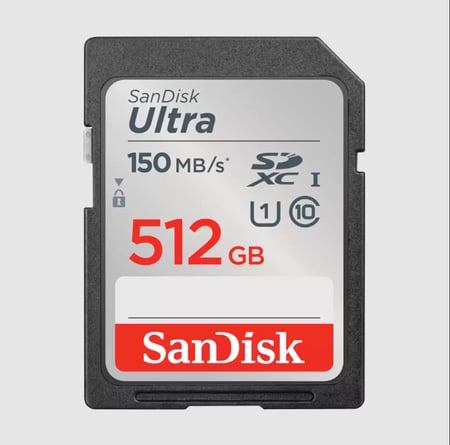 SanDisk SDSDUNC-512G-GN6IN 512GB Ultra SDXC UHS-I Memory Card - Up to 150MB/s, C10, U1, Full HD, SD Card