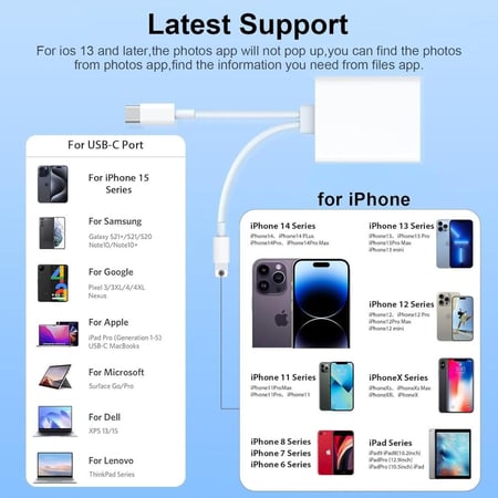 Lightning and USB-C SD/TF Card Camera Reader