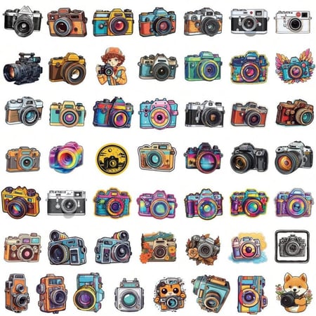 Vibrant Cartoon Camera Stickers