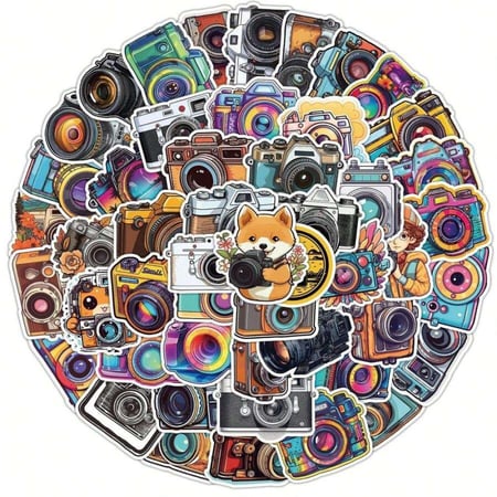 Vibrant Cartoon Camera Stickers