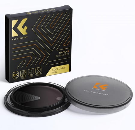 K&F Concept 82MM Nano-X Soft Graduated ND8 Filter, HD, Waterproof, Anti Scratch, Blue Coated