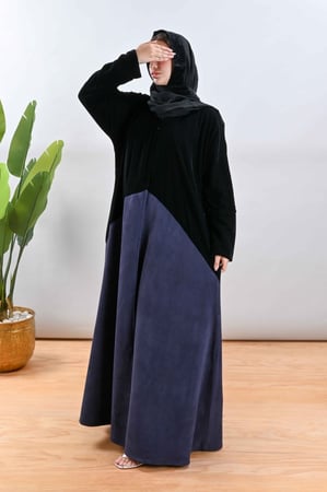 عباية مخمل شتوي بتدخيلة قماش شمواه كحلي