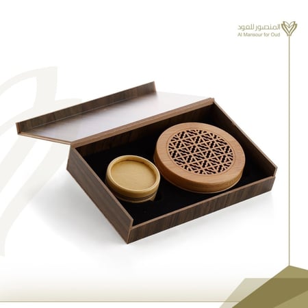 مبخرة دائرية مكتبية + اعواد حلزونية - خشبي