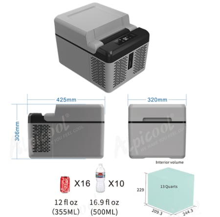 ثلاجة البيكول Alpicool مقاس 12 لتر للسيارة والرحلات