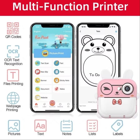 كاميرا للاطفال طباعة فورية حرارية بدون حبر وبميزات عديدة