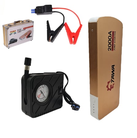 بطارية اشتراك سيارة ومنفاخ كفرات لجميع السيارت