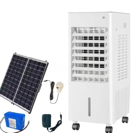 مكيف صحراوي متنقل – يعمل بالطاقة الشمسية والكهرباء