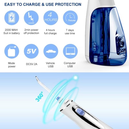 جهاز خيط الأسنان المائي Waterpulse V400 Plus لتنظيف الأسنان واللثة – 4 رؤوس متعددة الاستخدام