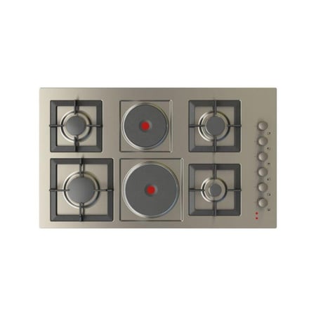 كتشن لاين سطح غاز كهربائي بلت ان 90 سم 6 شعلات إيطالي فضي JE4008