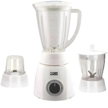 اكسبير خلاط 400 واط - 1.6لتر- مع قطاعة ومطحنة - أبيض - XPTB-200PW