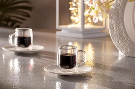 كوب قهوة زجاجي مزدوج دائري سعة 350 مل