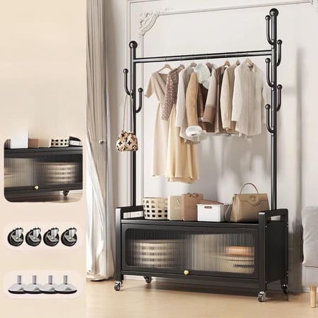 رف تعليق ملابس بعجلات