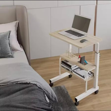 طاولة لابتوب قابلة للتعديل (40*80 سم) مع رف إضافي – بيج