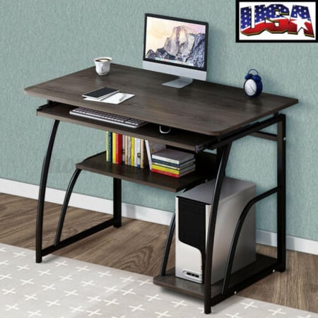 طاولة كمبيوتر مع رفوف