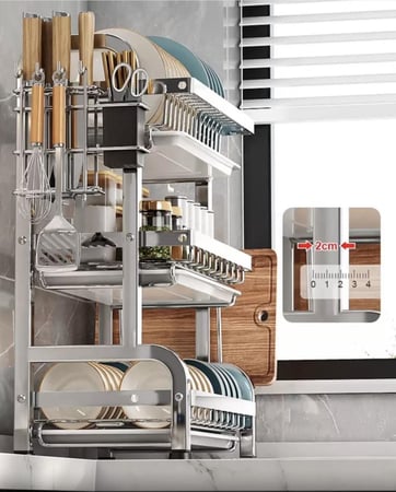 رف تجفيف أطباق مودرن  منظم مطبخ للأطباق  رف مطبخ متعدد الاستخدامات