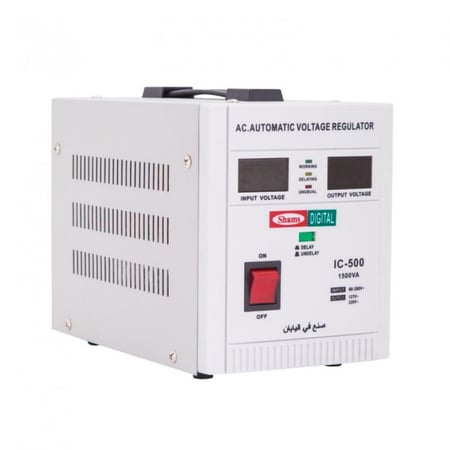 شمس منظم جهد بقوة 1500 واط تلقائي رقمي للتيار المتردد  أبيض