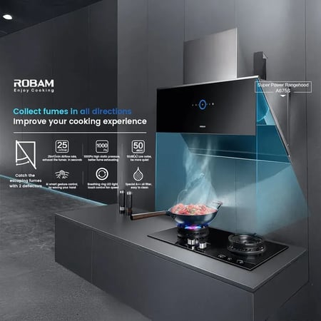 شفاط روبام جانبي 90 سم (1500 م³/ساعة) ذكاء اصطناعي وأداء جبار!