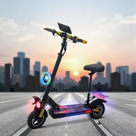 سكوتر كهربائي رياضي بمقعد وإضاءة LED متعددة