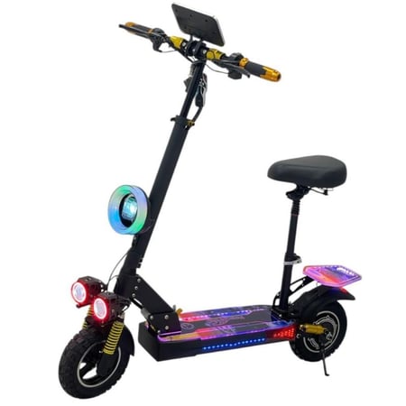 سكوتر كهربائي رياضي بمقعد وإضاءة LED متعددة