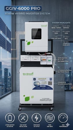 منظومة Go Green المتكاملة الأضخم– عملاق الطاقة الليثيوم (6000 واط) | صُممت لتدوم ⚡☀️