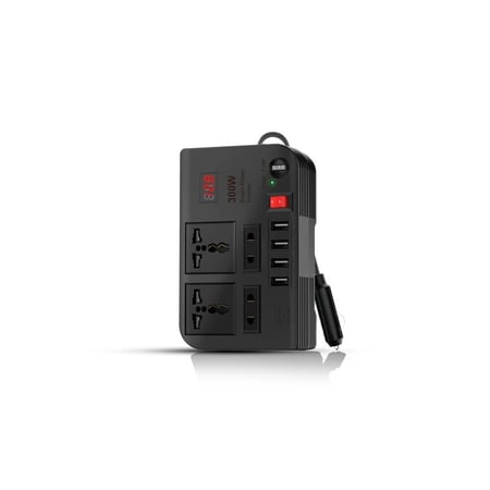 NEEHOON Car 220V Power Inverter 300W, 12V To 220V Power Out/4 USB Port/12V Out Digital Display Car Inverter