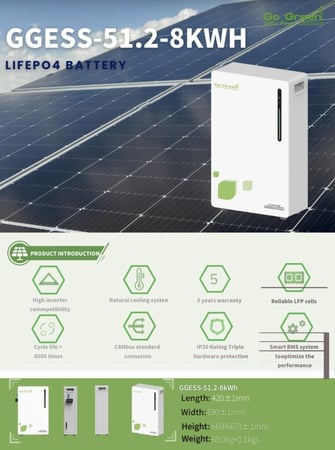 بطارية ليثيوم Go Green (8KWh) – القوة، الأمان، والاستدامة لمنزلك