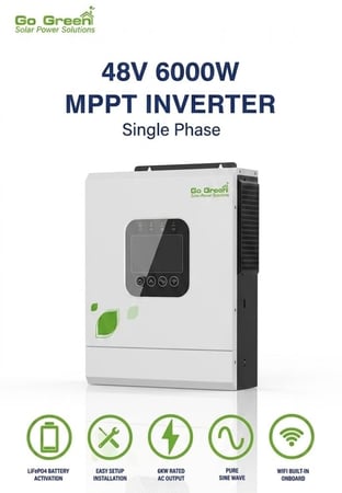 محول الطاقة الذكي  Go Green (GGIV-6000 PROهايبرد) – بقوة 6000 واط (48 فولت) لتشغيل منزلك بثبات تام