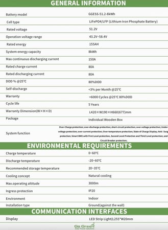 بطارية ليثيوم Go Green (8KWh) – القوة، الأمان، والاستدامة لمنزلك