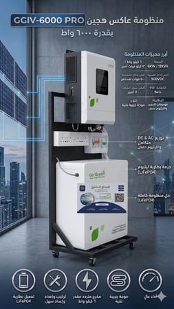 منظومة Go Green المتكاملة الأضخم– عملاق الطاقة الليثيوم (6000 واط) | صُممت لتدوم ⚡☀️
