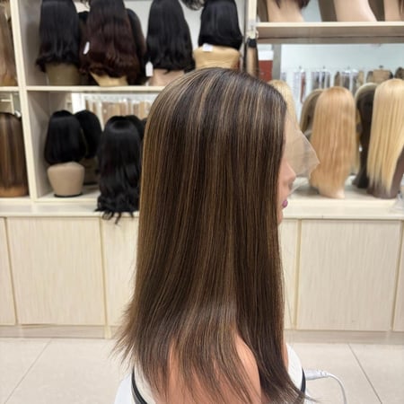 باروكة شعر روسي طبيعي 14 إنش – دانتيل أمامي HD كثافة متوسطة