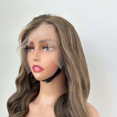 باروكة جذور امامية HD بني مخصل كثافة 200 طول 16 انش علا