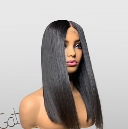 باروكة شعر طبيعي برازيلي اسود بطول 16 انش مليكة