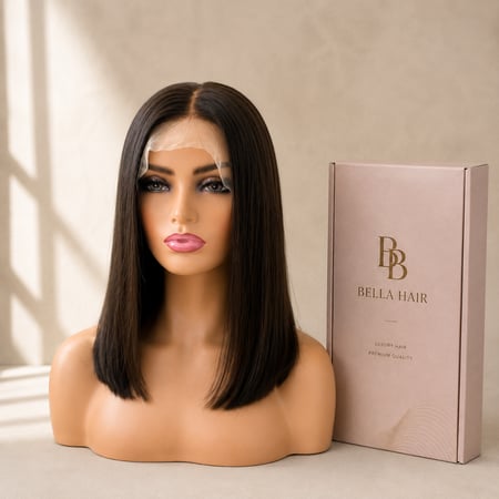 باروكة جذور امامية شعر طبيعي 100% HD 4*4 اسود