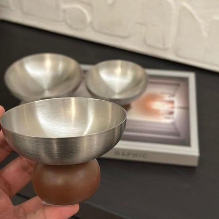 صحن استيل بقاعده خشب