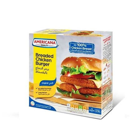 امريكانا 12 برجر الدجاج حار بالبقسماط  678 جرام