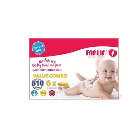 مناديل مبللة للأطفال فارلين (مضادة للحساسية والطفح الجلدي)، 85 منديل – 6×85 منديل