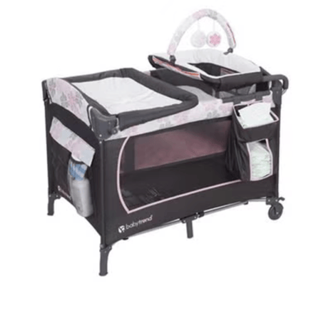 حضانة ديلوكس بلايارد بطبعة الأزهار للعب ونوم الأطفال