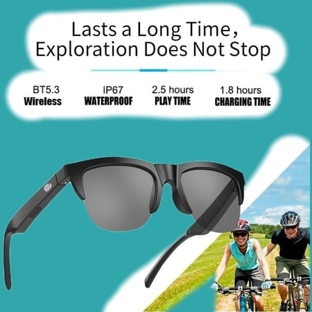 نظارة شمسية أصلية +سماعة لاسلكية بلوتوث لمكالمات الجوال وسماع الموسيقى2023 رياضية بدون استخدام اليدين .