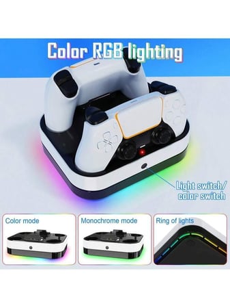 منصة شحن لوحدات تحكم PS5 مع إضاءة RGB