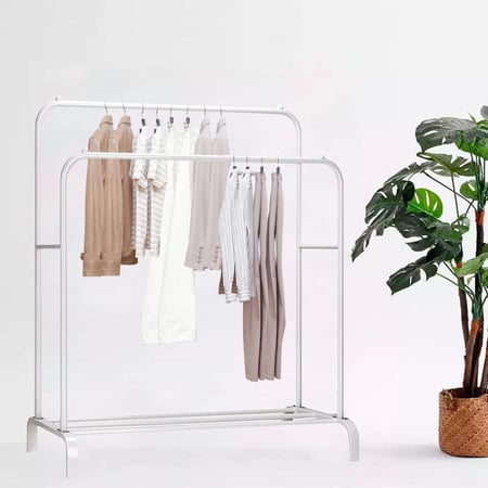 حامل ملابس مزدوج مع رف للأحذية