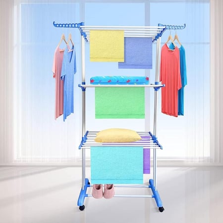 منشر ملابس متعدد الأرفف قابل للطي