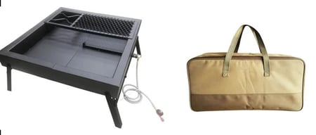منقل نار قابل للطي مع ماسورة إشعال وحقيبة (مقاس 50x45 سم)