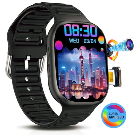 ساعة Smartbarry EDS C99 Plus الذكية مع شاشة AMOLED ‎2.06‎ بوصة، كاميرا دوارة قابلة للسحب، 4G SIM، GPS، ذاكرة 3+32 جيجابايت