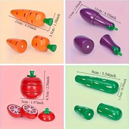 Wooden kitchen toys simulation kitchen utensils with magnetics