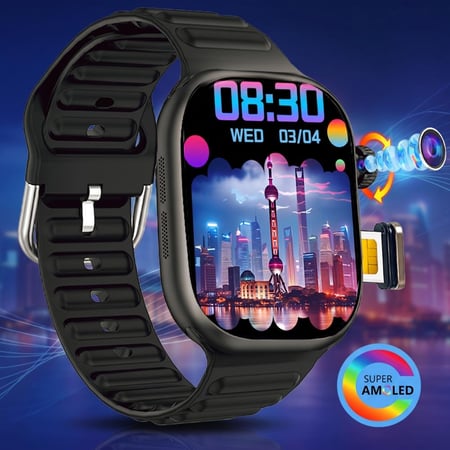 ساعة Smartbarry EDS C99 Plus الذكية مع شاشة AMOLED ‎2.06‎ بوصة، كاميرا دوارة قابلة للسحب، 4G SIM، GPS، ذاكرة 3+32 جيجابايت