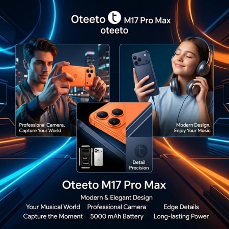 هاتف أوتيتو M17 Pro Max ‎6.67‎ إنش 3GB+48GB متوافق كلياً مع كفرات آيفون 17 برو ماكس – Oteeto M17 Pro Max