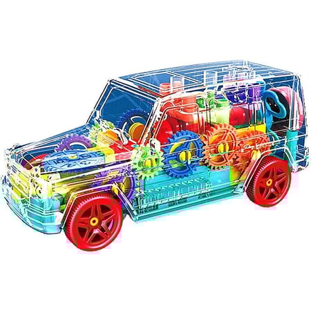 لعبة سيارة جيب الدوارة بالتصميم الشفاف ودوران 360 درجة مع موسيقا و أضواء ساحرة