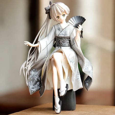 مجسم شخصية الانمي باللباس الياباني التقليدي الكيمونو المحببة لعشاق تزيين التابلو بتصميم جميل و لطيف , للسيارة و الكمبيوتر و المكتب